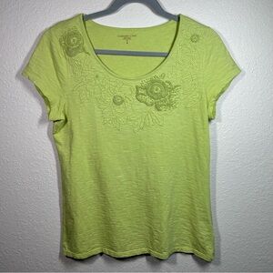 Coldwater Creek Women's Lime Floral Tee
